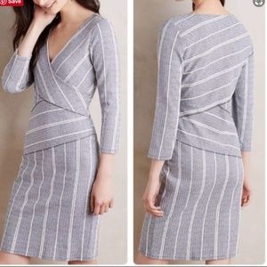 Anthropologie Maeve Wrap Stripped Column Dress